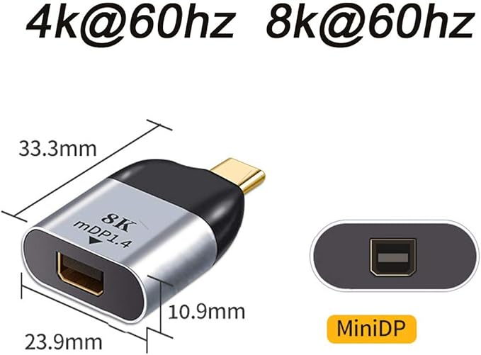 Chenyang USB C to Mini DisplayPort Adapter 4K 60hz for Tablet Phone Laptop Mini DP Display Port to USB Type C Cable