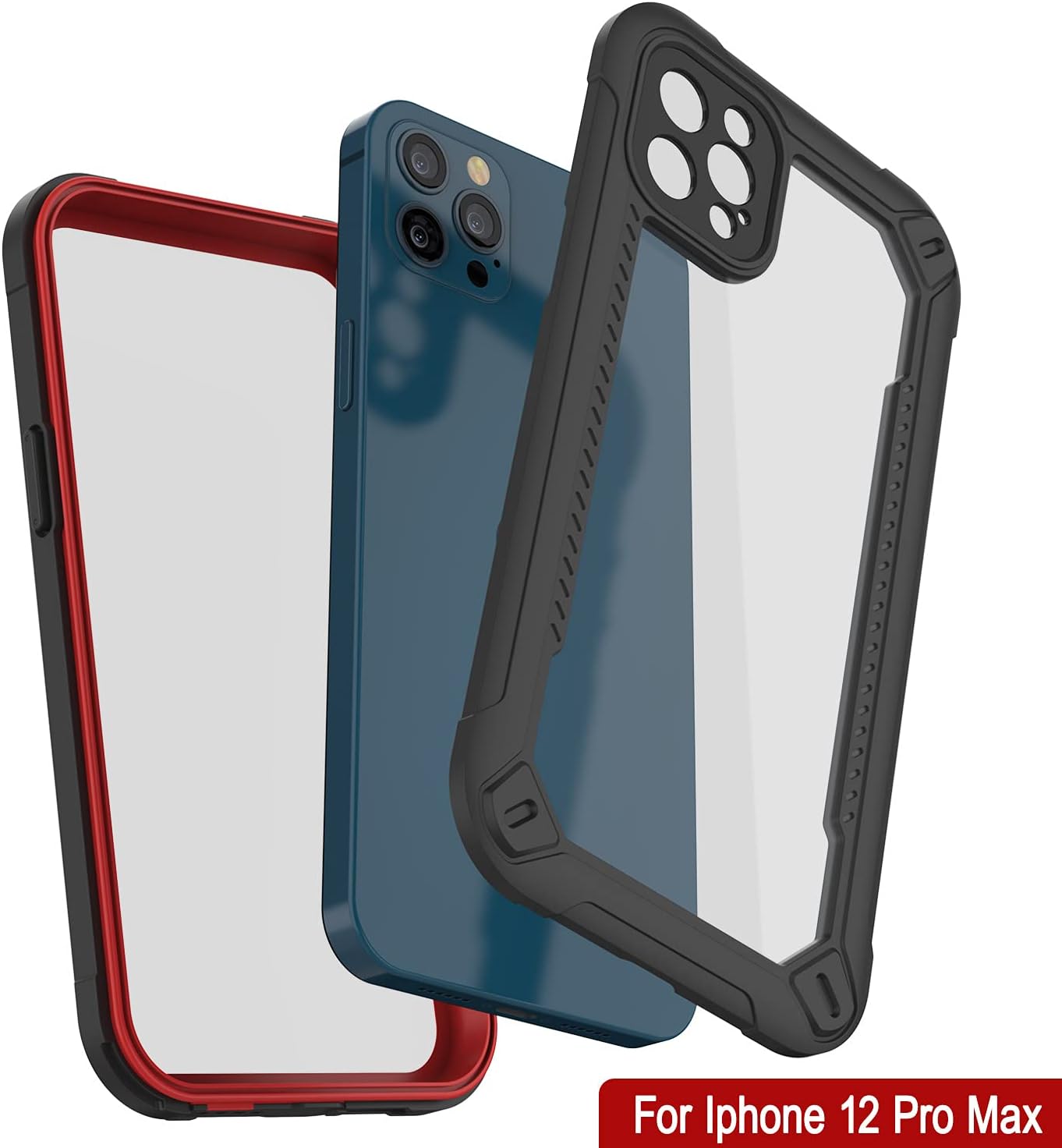 Punkcase Waterproof Case for iPhone 12 Pro Max [Maximus Series][Slim Fit][IP68 Certified] Clear Armor Cover with Screen