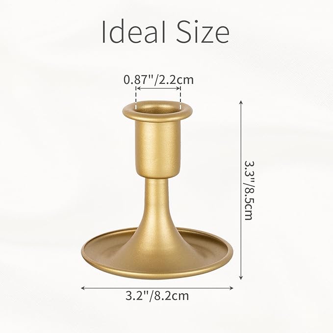 Gold Taper Candle Holder Vintage: Small Candle Sticks Holder Decor Brass Candlestick Holders for Home Dinning Table Wedding Centerpiece Holiday Party Chrismas Mantel Set of 6