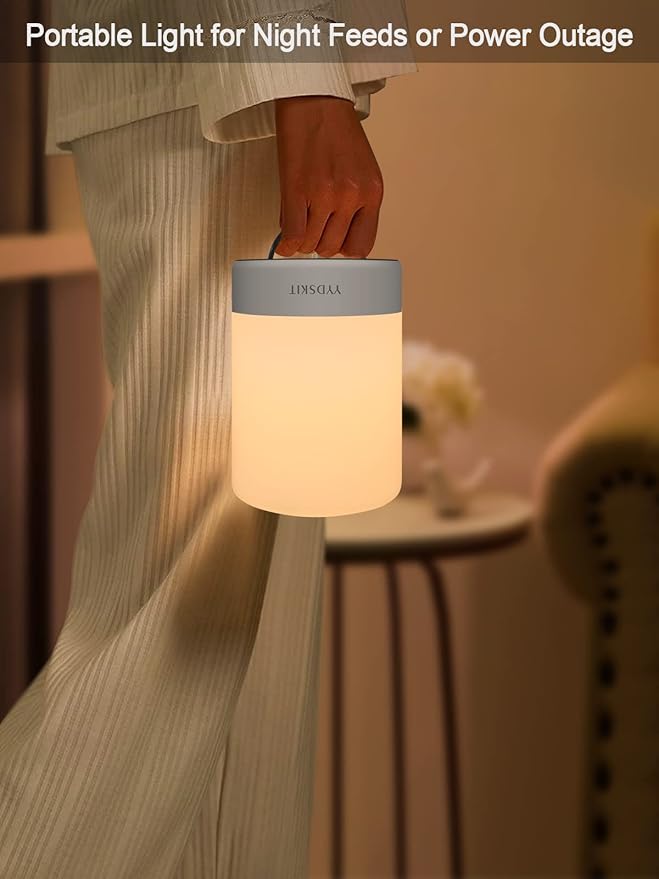 Baby Night Light, Nursery Night Lamp for Breastfeeding, Portable Nightlight for Kids Toddlers Bedroom, Warm & Soft Bedside Lamp, Touch Control, Rechargeable, Lasting Up to 100Hours