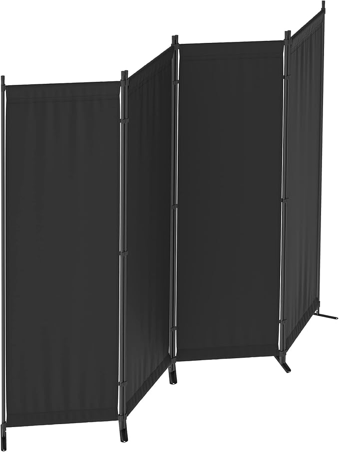 Morngardo Room Divider, Folding Privacy Screens, 4 Panel Room Partitions, 88" Foldable Wall Dividers, Portable Separating for Home Office Bedroom Dorm Decor (Black)