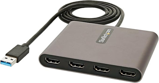 StarTech USB 3.0 to Quad HDMI Adapter, USB Type-A to 4 HDMI Monitor Converter, External Video Graphics Card, 4x 1080p 60Hz, Windows Only, TAA, Laptops and Desktops, Bus Powered, 1m Cable