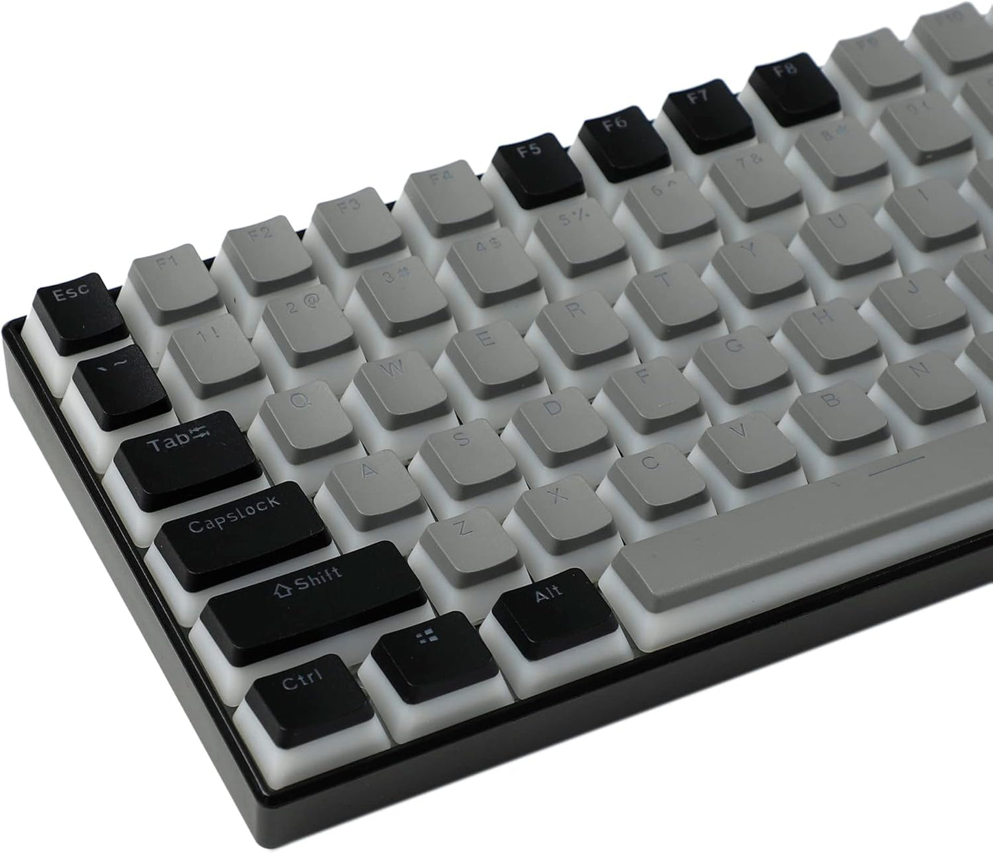 YMDK 128 PBT Double Shot ANSI ISO OEM Profile Pudding Keycaps for MX Mechanical Keyboard 61 68 87 104 (128 Black Gray)