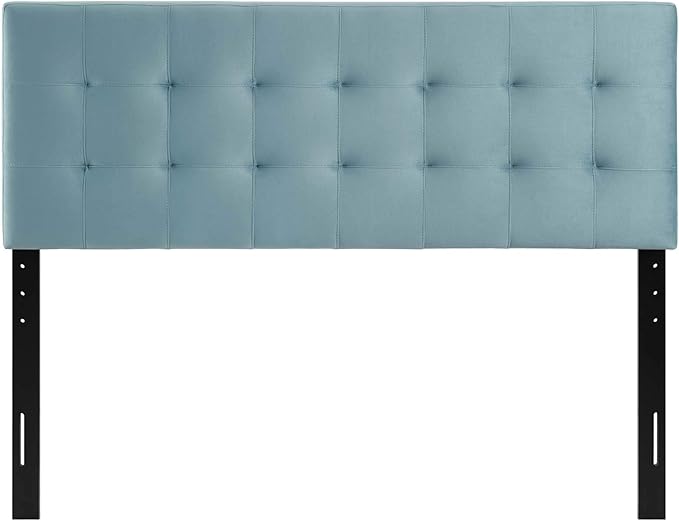 Modway Lily Queen Biscuit Tufted Performance Velvet Headboard, Light Blue