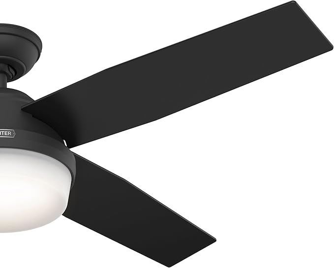Hunter Fan Company, 52388, 52 inch Dempsey Matte Black Ceiling Fan with LED Light Kit and Handheld Remote