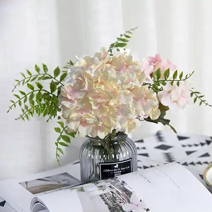 WEISPARK 100PCS Artificial Hydrangea Flowers, Fake Flowers Silk Hydrangea Full Flowers Heads with Stems for Wedding Home Party Shop Baby Shower Decor (Pink Beige)