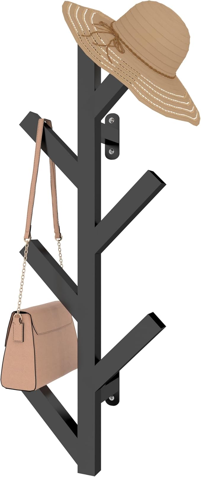 Vlush Wall Mounted Metal Coat Rack with 6 Hooks Modern Minimalist clothes rack, Upright Coat Rack for Hanging Clothes, Hats, Hanging Bags and Scarves Entrance Wall Iron Coat Racks (Black)