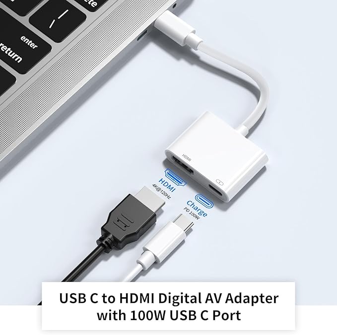 Apple USB-C to HDMI Adapter 4K@120Hz for iPhone 15 16 17 MacBook Pro Air iPad Pro, MFi Certified USB 3.1 Type C Digital AV HDMI 2.0 Cord Compatible with Samsung Galaxy S25/S24/S23 and More