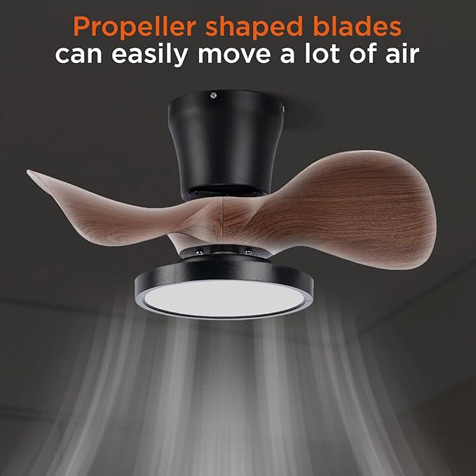 ocioc Quiet Ceiling Fan with LED Light 22 inch Large Air Volume Remote Control for Kitchen Bedroom Dining Room Patio