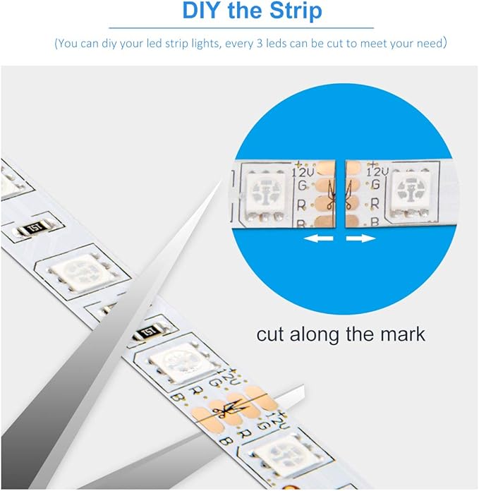DAYBETTER Led Strip Lights 50ft, Color Changing Led Light Strip with Remote Control, 5050 RGB Strip Lighting Suitable for Home Decor, Living Room, Kitchen, Home Party Decoration