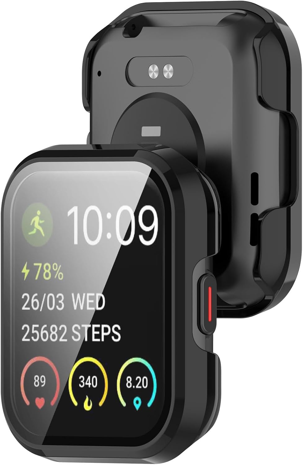 Protective Case for SKG V7 & V7 Pro, Hard PC Film Face Cover Bumper, Smartwatch Accessories (Black & Black)