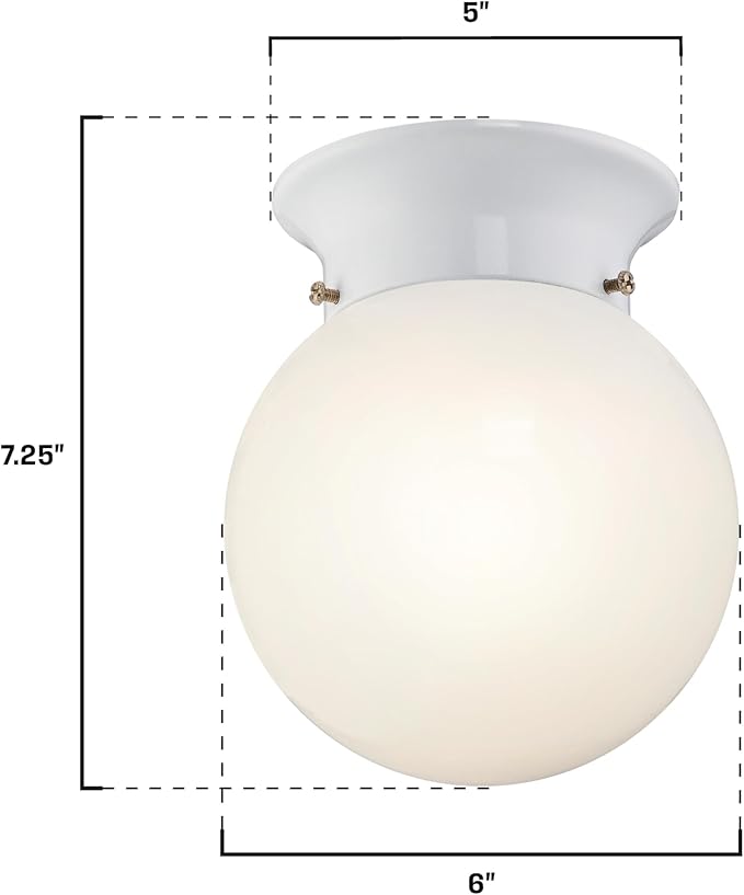 6107000 5-13/16-Inch LED Indoor Flush Mount Ceiling Fixture, White Finish with White Opal Glass Globe