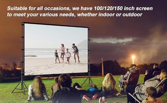 Giant 180 inch Projector Screen with Stand (Requires 14FT Space), 15FT Massive Outdoor Movie Screen 4K HD Front/Rear Projection, Foldable Anti-Crease Theater Screen with 2 Sandbags & Bag
