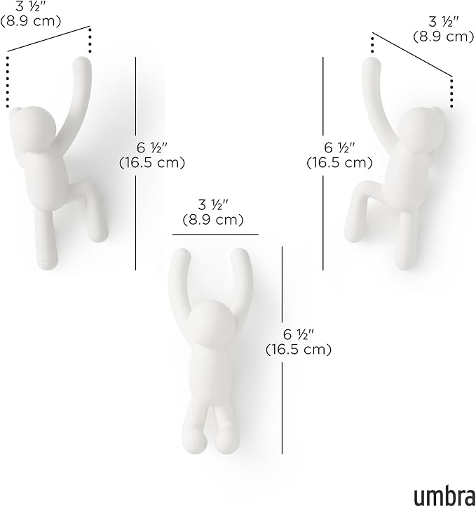 Umbra Buddy Wall Hooks, White, Set of 3