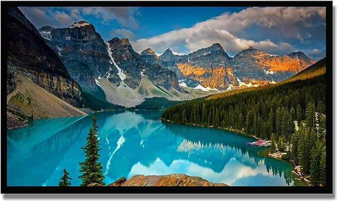 Portable 16:9 Projection Screen 60-120 Inch White Synthetic Polyester Fabric Projector Curtain Foldable, Anti-Reflective(60inch)