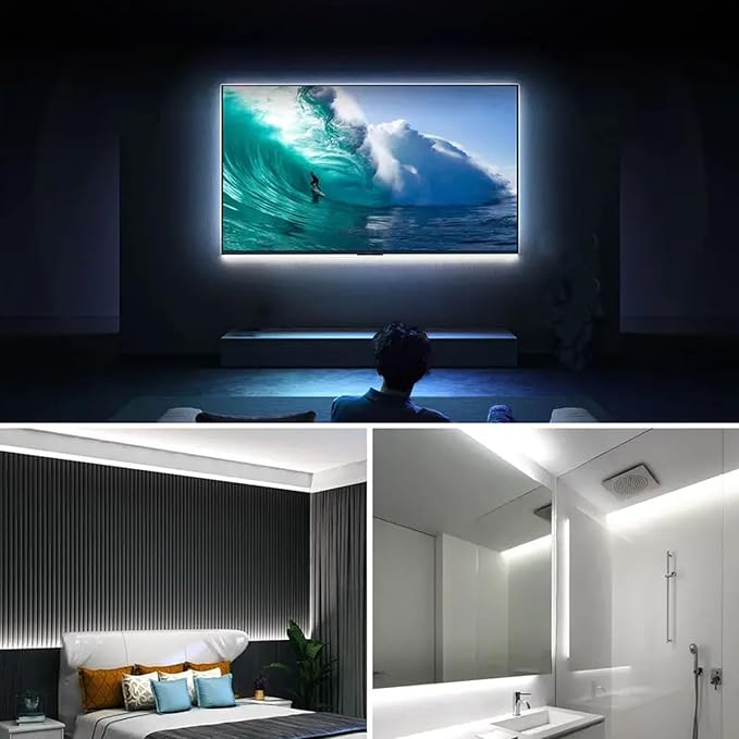 A 5V USB LED Light Strip, COB LED Strip Lights, White 5V LED Lights, Small LED Strip Light, TV Lights for TV Under Cabinet Kitchen Living Room Shelving or Displays (White, 6.56ft)