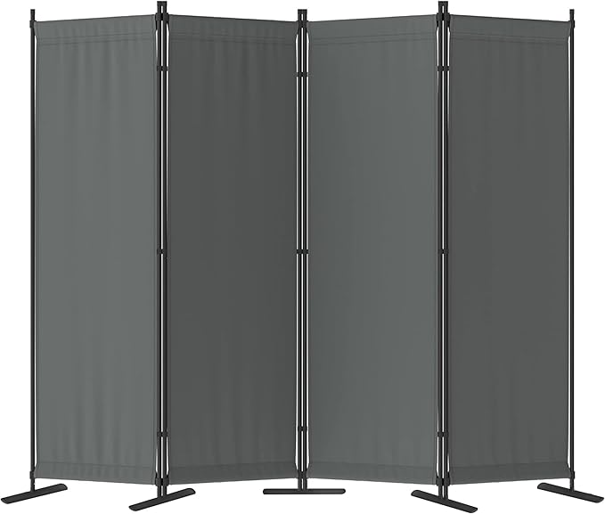 Morngardo Room Divider, Folding Privacy Screens, 4 Panel Room Partitions, 88" Foldable Wall Dividers, Portable Separating for Home Office Bedroom Dorm Decor (Grey)