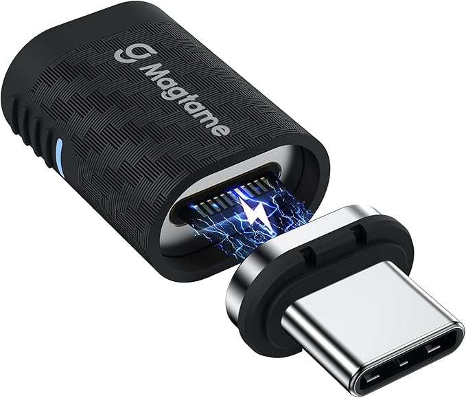 Magtame Magnetic USB C Adapter 24Pin 240W Carbon Fiber Plastic, Straight Type-C Extender with Dust-Proof Design, 40Gbps Fast Charging & 4K Video, Protect Port for Laptop, Tablet, USB3/4, iPhone 17 16