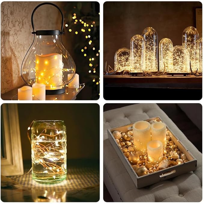 Fairy Lights CR2032 Battery Operated,6.6Ft/2Meter 20 LEDs Micro Silver Wire String Lights for Bedroom Christmas Party Wedding Decoration(Warm White, 12 Pack)