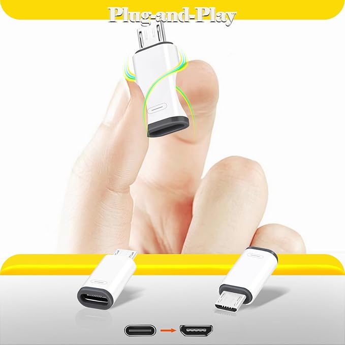 6 Pack Micro USB to USB-C Adapter, Type C Female to Micro USB Male Converter Connector, Supports Charging and Data Synchronization, Compatible with Samsung Galaxy S7/S7 Edge, Nexus 5/6