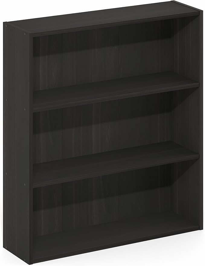 Furinno Basic Book Shelf, 3-Tier Bookshelf, Cube Storage Organizer Bookcase with Open Shelf, 7 x 24 x 26, for Living Room, Bedroom, Home Office, Espresso