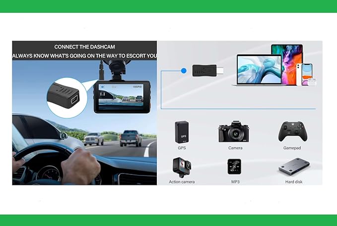 USB Type C to Mini USB Adapter Type C Male to Mini USB Female Adapter Suitable for in Car Dashcam, Camera Laptop Digital MP3/4/5 Player GPS (1 Pack)