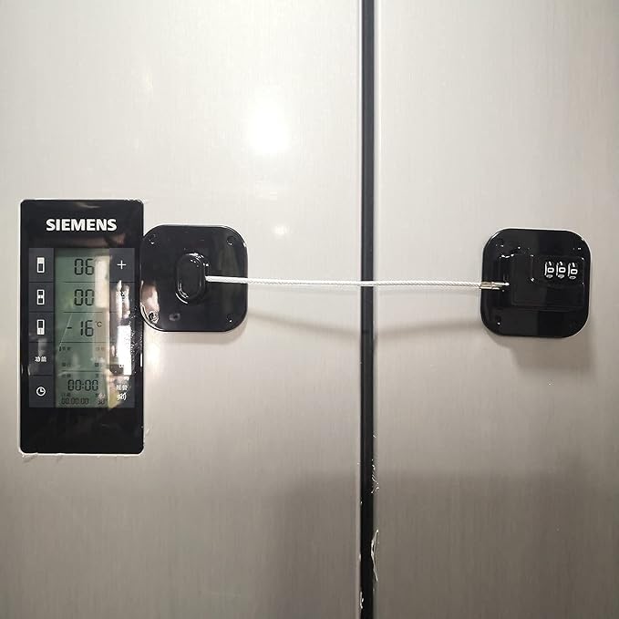 YEYA Upgraded Refrigerator Door Lock with Combination for Adults, Lock for Fridge, Freezer, File Cabinets, Desk Drawers, Locker, Child Safety Latch, Easy Install No Drlling 2 Pack
