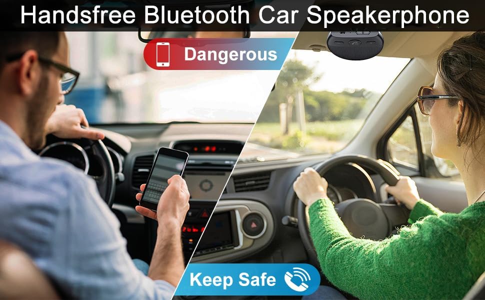 Heayzoki Bluetooth Car Speaker, Handsfree Speakerphone with Siri Support, Auto Power On/Off, Omni Mic