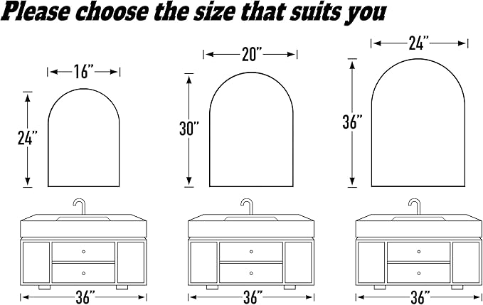 24x16 Arch Mirror Rectangle Wall Mounted Metal Frame Mirrors for Entryway Bedroom Bathroom Living Room 16 24 inch Black