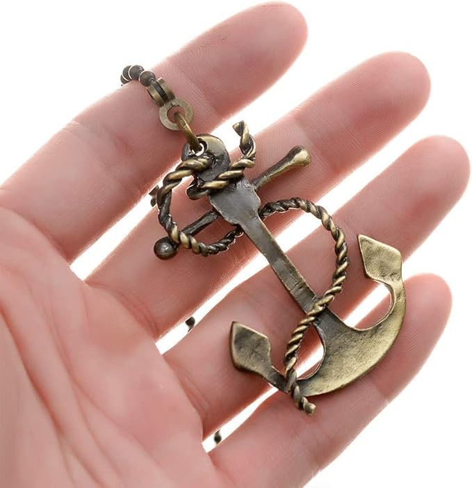 Ceiling Fan Pull Chain 12 inch Anchor Pull Chain Extension Fan Chain Extender Ceiling Fan Pulls Ornament with Ball Fan Chain Connector for Ceiling Fan Light, 1PCS (Anchor)