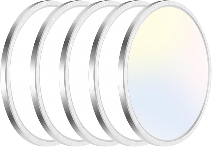 hepside 4PACK Flush Mount LED Ceiling Light Fixture Brushed Nickel, 12Inch 28W, Dimmable 3000K-4500K-6000K 3 Color Selectable Ceiling Lamp 3200LM Low Profile Ceiling Light for Kitchen Bedroom Hallway