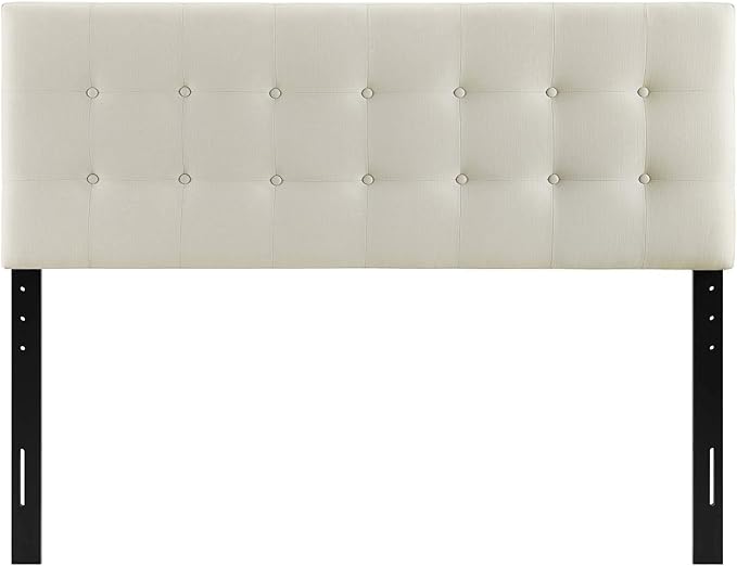 Modway Emily Tufted Button Linen Fabric Upholstered King Headboard in Ivory