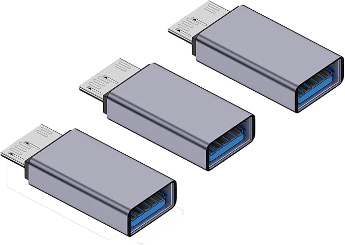 10Gbps Micro B Male to USB-A Female Adaptr, USB 3.0 Micro B Converter, Data Transfer up for Hard Drive Cable, External Hard SSD Drive, Tablet, Phone, Laptop