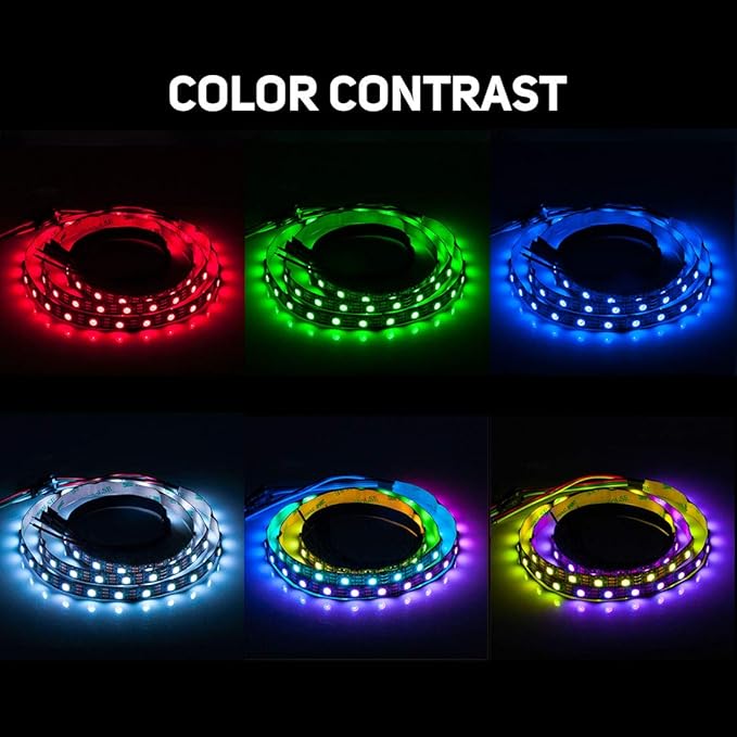 BTF-LIGHTING WS2812B RGB ECO LED Strip, Chasing Effects 5050SMD Individually Addressable 3.3FT 60Pixels/m Flexible Dream Color IP30 for Bedroom DIY Projects DC5V(No Adapter or Controller)