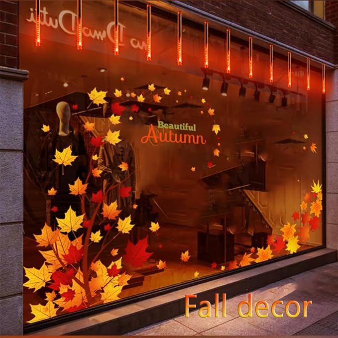 Kwaiffeo Halloween Yard Decorations: 16-Tube Meteor Shower Lights for Front Yard Halloween Fall Outdoor Decor, Equivalent to 2 Sets of 8-Tube, UL Plug