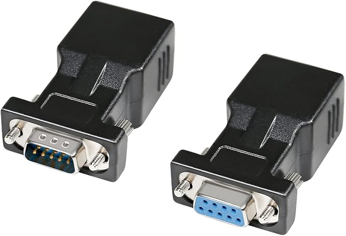 DTECH RS232 DB9 to RJ45 Serial Adapter DB-9 Female/Male to RJ-45 Female Ethernet Converter (2 Pack)