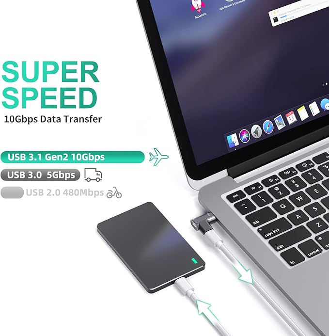 USB C Magnetic Adapter Right (2 Pack), 24Pin Type C Connector, Support PD 100W Fast Charge, USB 3.1 10Gb/s Data Transfer, 4K@60Hz Video Output for MacBook Pro/Air,Phone and More Type C Devices (Grey)