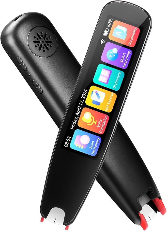 SVANTTO S2 Reader Translator Pen Scanner, Text to Speech Device for Dyslexia, OCR Digital Highlighter Pen, Exam, Bluetooth Langage Translator, No Monthly Fee（Black）