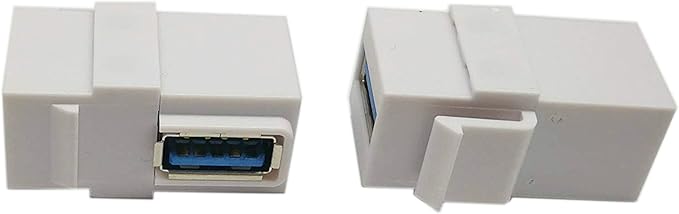 USB 3.0 Keystone Jack Inserts, zdyCGTime (2-Pack) 90 Degree Right Angled USB 3.0 Adapters Female to Female Connector for Wall Plate Outlet Pane (White USB 3.0 A)