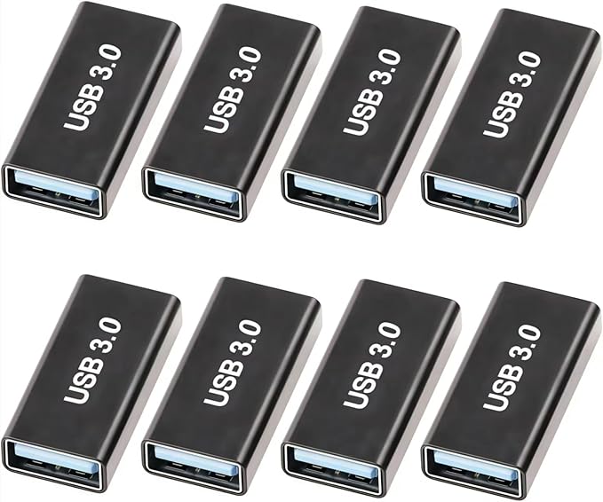 8Pack USB Female to Female Adapter for Connecting Two USB Male Ends Devices,Usba Extension Connector Compatible with MacBook Pro/Air, IPad Pro Google Pixel,Apple Etc.（Black）