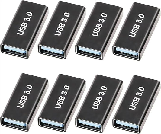 8Pack USB Female to Female Adapter for Connecting Two USB Male Ends Devices,Usba Extension Connector Compatible with MacBook Pro/Air, IPad Pro Google Pixel,Apple Etc.（Black）