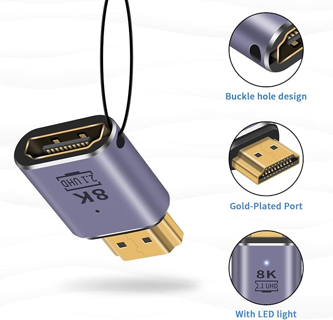 Poyiccot HDMI Extension Adapter 8K, UHD 48Gbps HDMI 2.1 Male to Female Adapter Connector Supports 8K@60Hz, 4K@120Hz, 3D HDR for Laptop,DVD,TV, Monitors,TV, PS5, 2-Pack