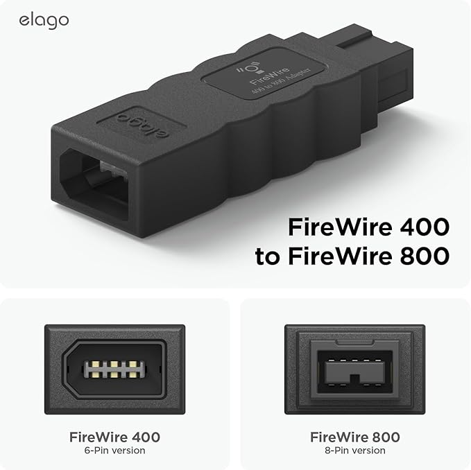 elago FireWire 400 to 800 Adapter (Black) for Mac Pro, MacBook Pro, Mac mini, iMac and All Other Computers…