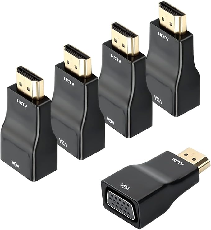 HDMI to VGA 5-Pack, HDMI to SVGA Adapter Converter (VGA 15 PIN) 1080P@60Hz Male to Female Cord for Computer, Desktop, Laptop, PC, Monitor, Projector, HDTV and More