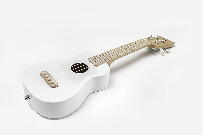 Loog Wood Soprano Ukulele for Kids & Beginners, App & Lessons, All Ages (White)