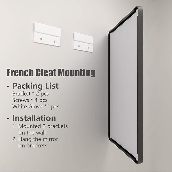 40x36 Inch Black Metal Framed Bathrrom Mirror for Wall, Black Rounded Rectangle Mirror, Matte Black Bathroom Vanity Mirror, Anti-Rust, Tempered Glass, Hangs Horizontally or Vertically