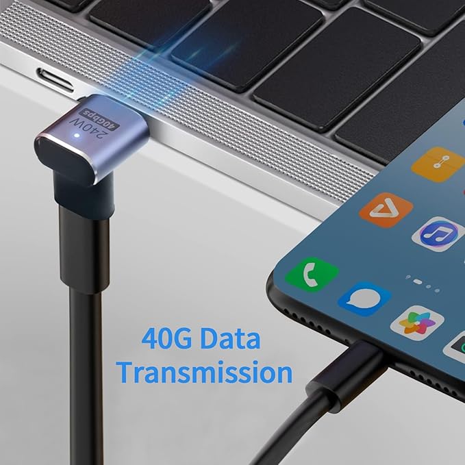 USB C 90 Degree, Right Angle Adapter, Female to Female Adapter240W PD, 40Gbps and 8K Video Supports Thunderbolt 4/3 Cable for laptops, Tablets and Phones (2 Packs) (USB C Coupler 240W)