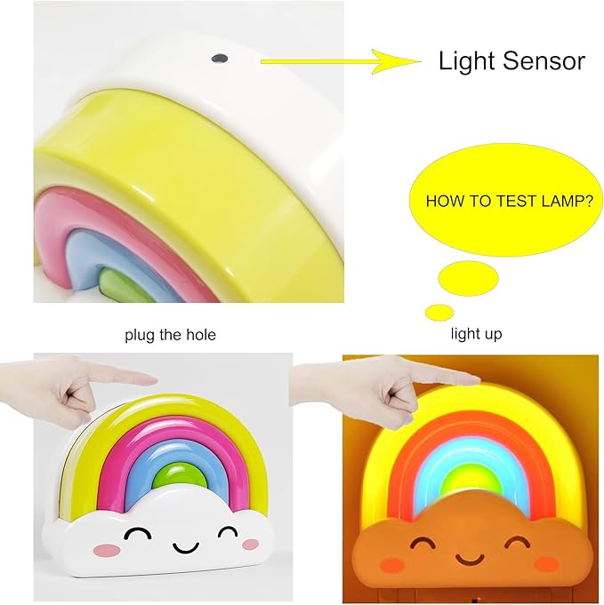 amezin Rainbow Night Light,0.5w Plug in Night Light for Kids, LED Dusk to Dawn Sensor Cute Nursery Gift Nightlight for Baby Children Girl Boy Toddler