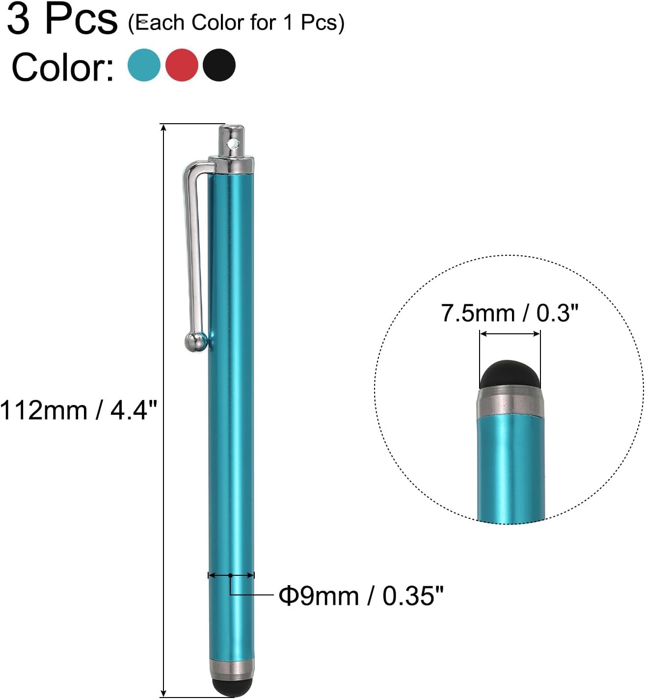 MECCANIXITY 3pcs Stylus Pens for Touch Screens, Universal Capacitive Pencil High Sensitivity for Phone Tablet