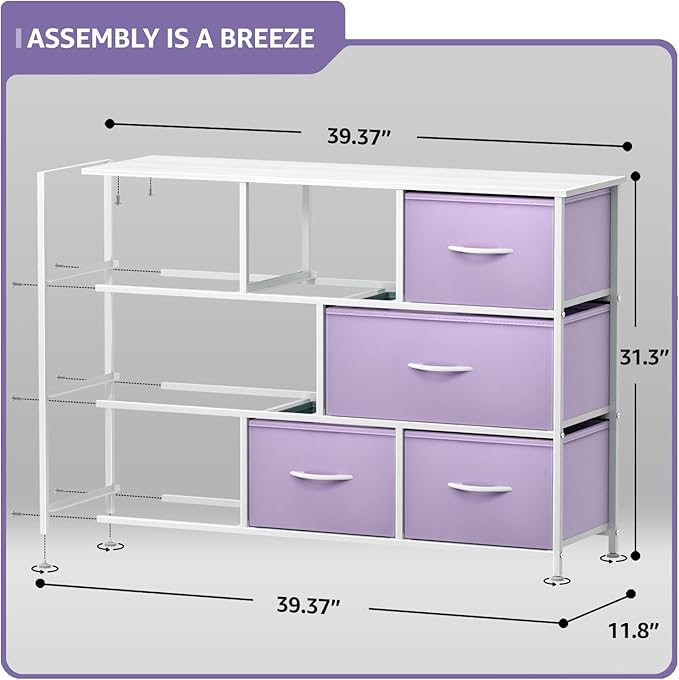 Sorbus Kids Dresser with 8 Drawers - Chest Organizer Unit with Steel Frame Wood Top & Handle, Fabric Bins for Clothes - Wide Furniture for Bedroom Hallway Kids Room Nursery & Closet